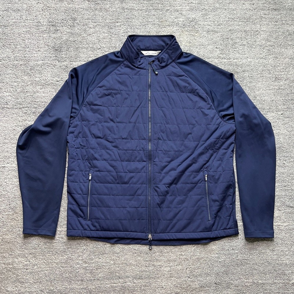 Peter Millar Hyperlight Merge Mens Full Zip Jacket Lightweight Navy Blue Golf XL